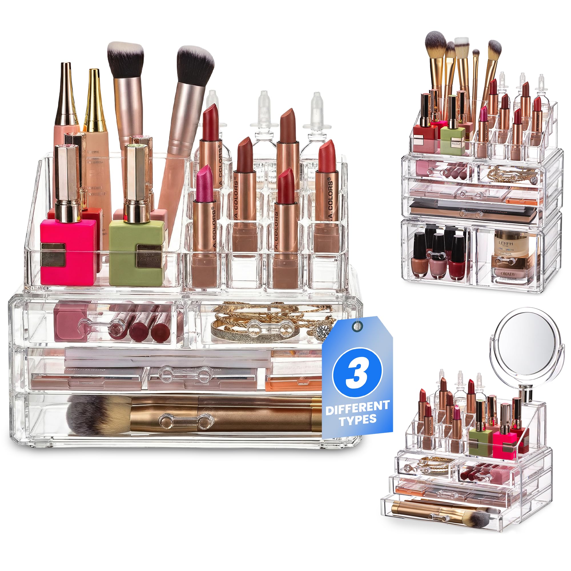 Masirs Organisateur Maquillage Clair: cadeau élégant pour optimiser votre routine beauté.