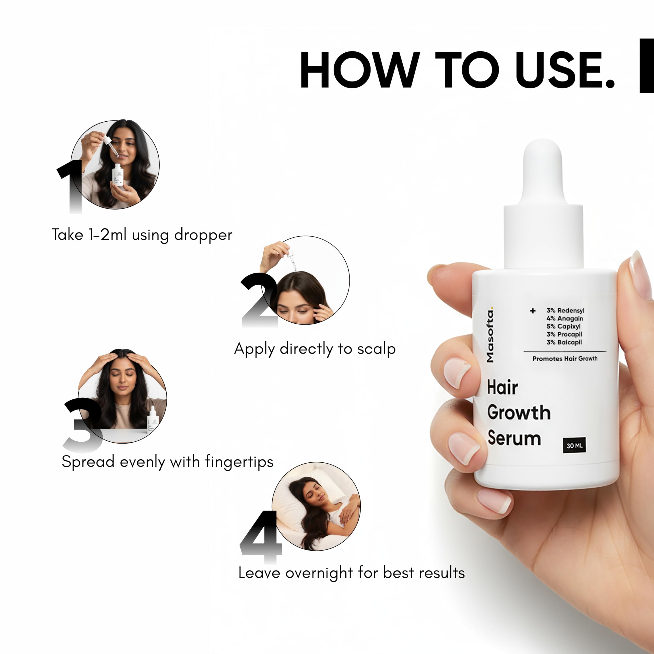 Flacon Masofta 50 ml prêt à être utilisé à domicile.