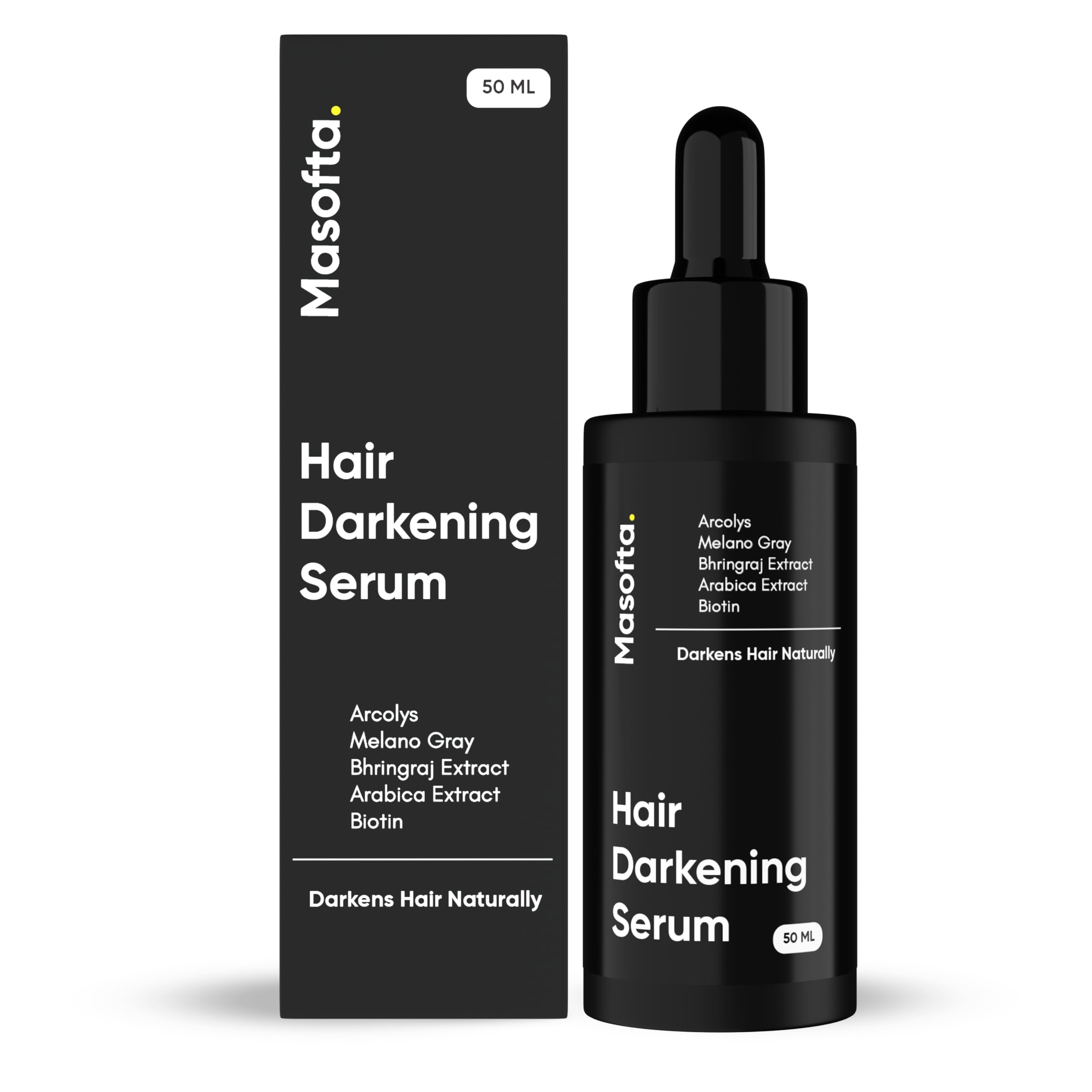 Masofta Serum Noircissement Cheveux: bouteille élégante affichant le soin ciblé pour colorer naturellement.