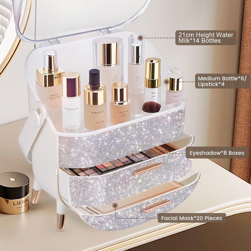 MASSY Design Preppy avec strass sur boîte de maquillage ovale MASSY