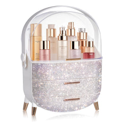 MASSY Boîte maquillage ovale avec compartiment haut pour rangement clair et rapide