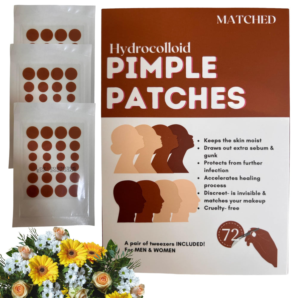 MATCHED hydrocolloid pimple patch on skin for discreet daytime wear.