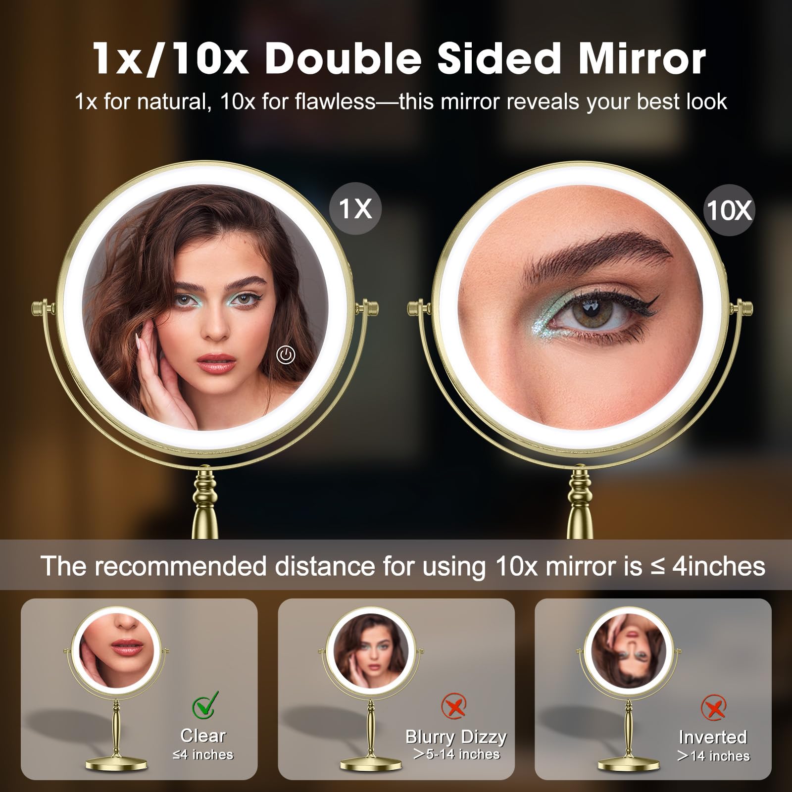 Matekxy miroir 10x pour détails précis autour des sourcils et cils.