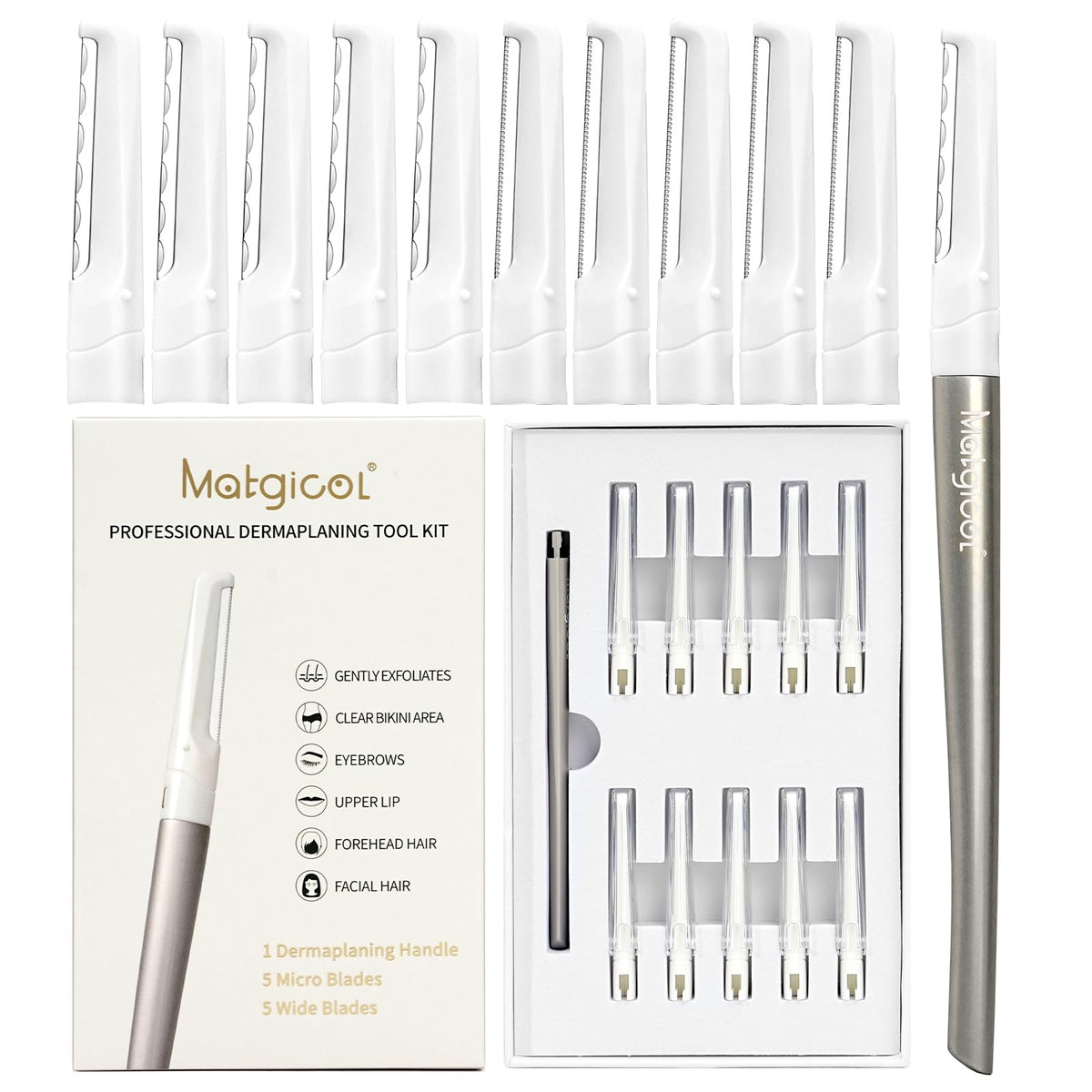 MATGICOL rasoir dermaplaning visage — exfoliation précise et peau lisse.