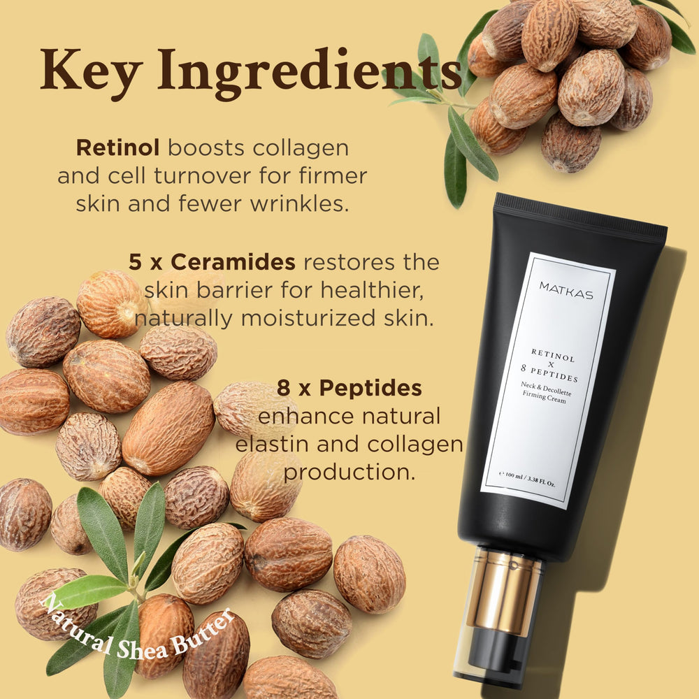 MATKAS Crème Cou Retinol Ceramides Peptides — soutient la barrière cutanée.