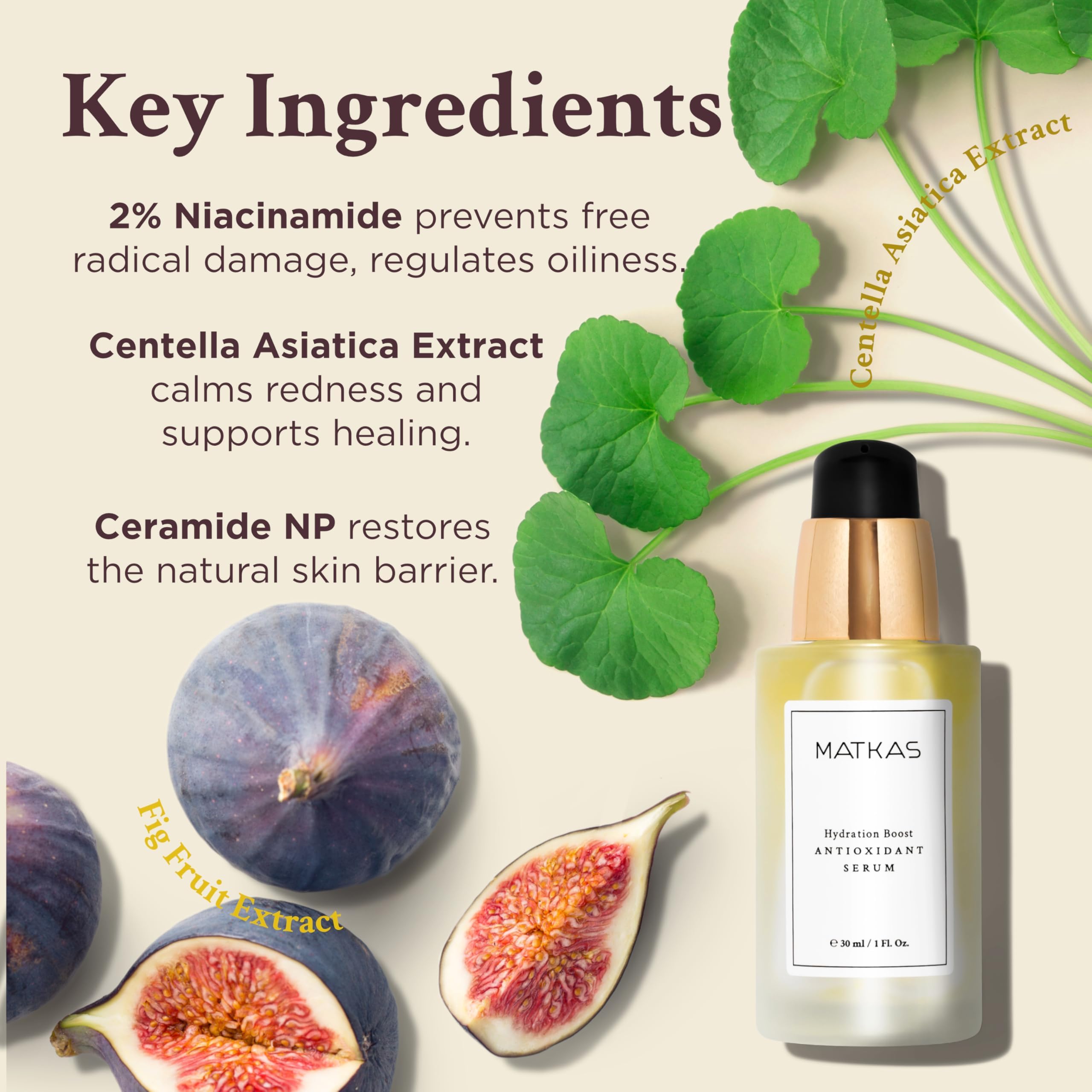 MATKAS Sérum Centella Niacinamide – ingrédients Centella et Hyaluronique pour l’hydratation