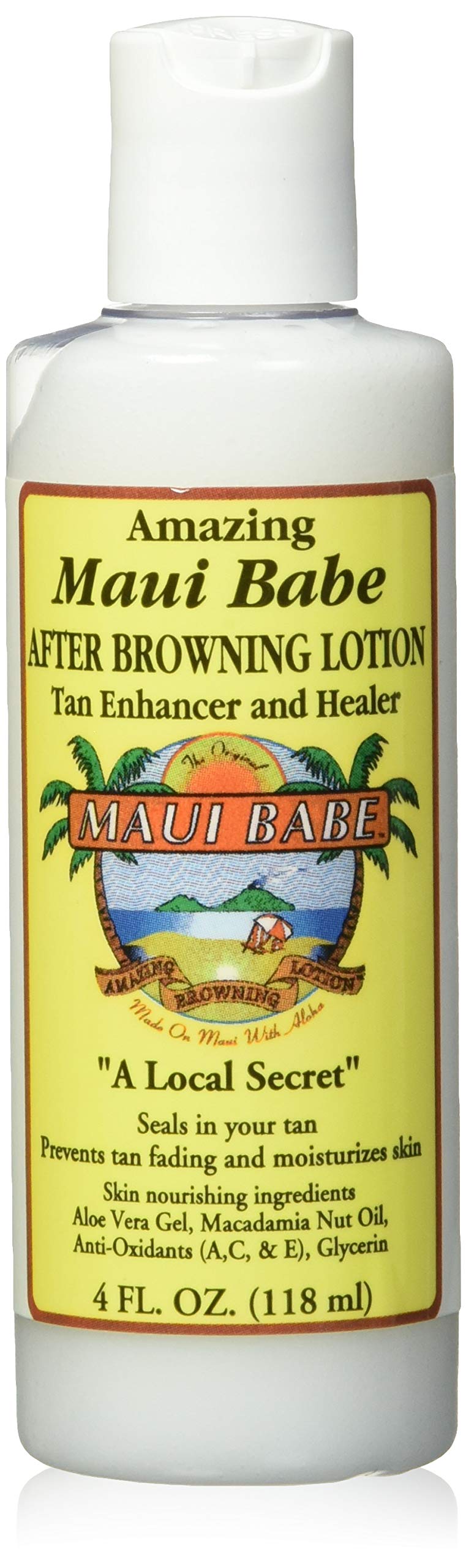 Maui Babe Après-Bronzage, bouteille de 4 onces, action hydratante rendant la peau douce