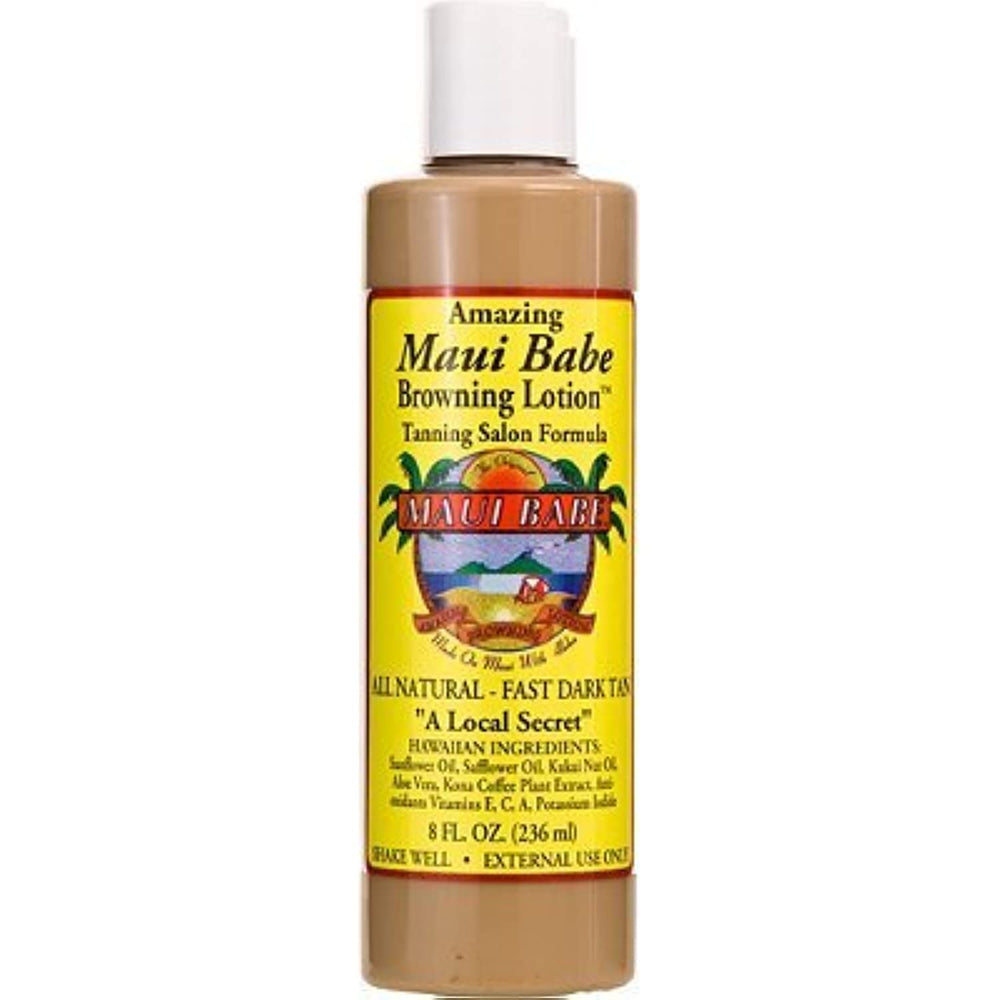 Maui Babe Formule Salon — Bouteille versement, hydratation durable idéale en cabine de bronzage.
