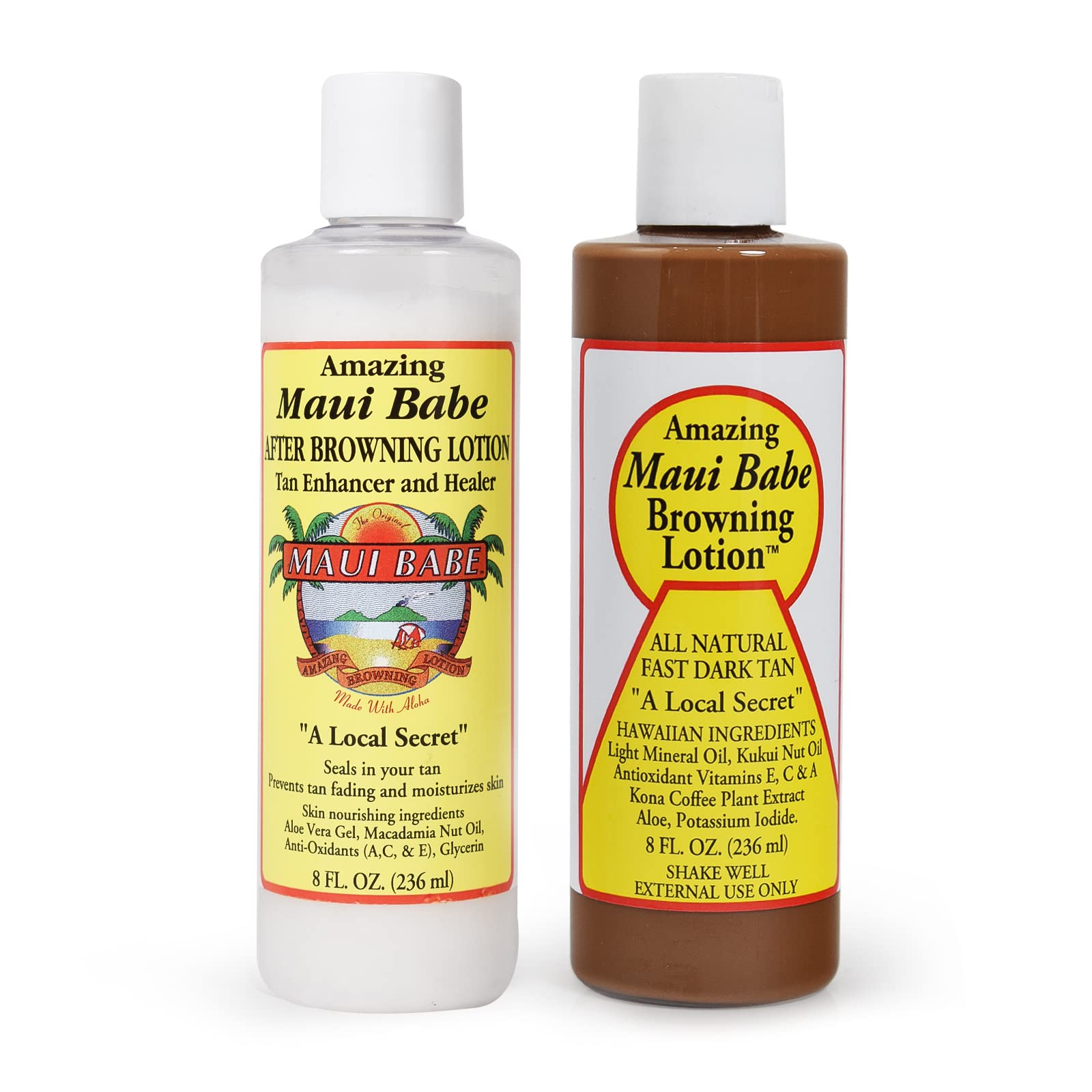Lotion Maui Babe apres-bronzage en bouteille prolonge le bronzage et nourrit la peau