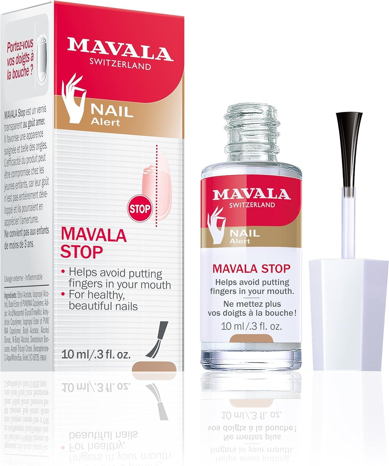 MAVALA Stop avec sa brosse d’application pour une utilisation facile.