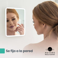 Mavoro Miroir adhésif 3M lumineux, fixation murale sans outils.