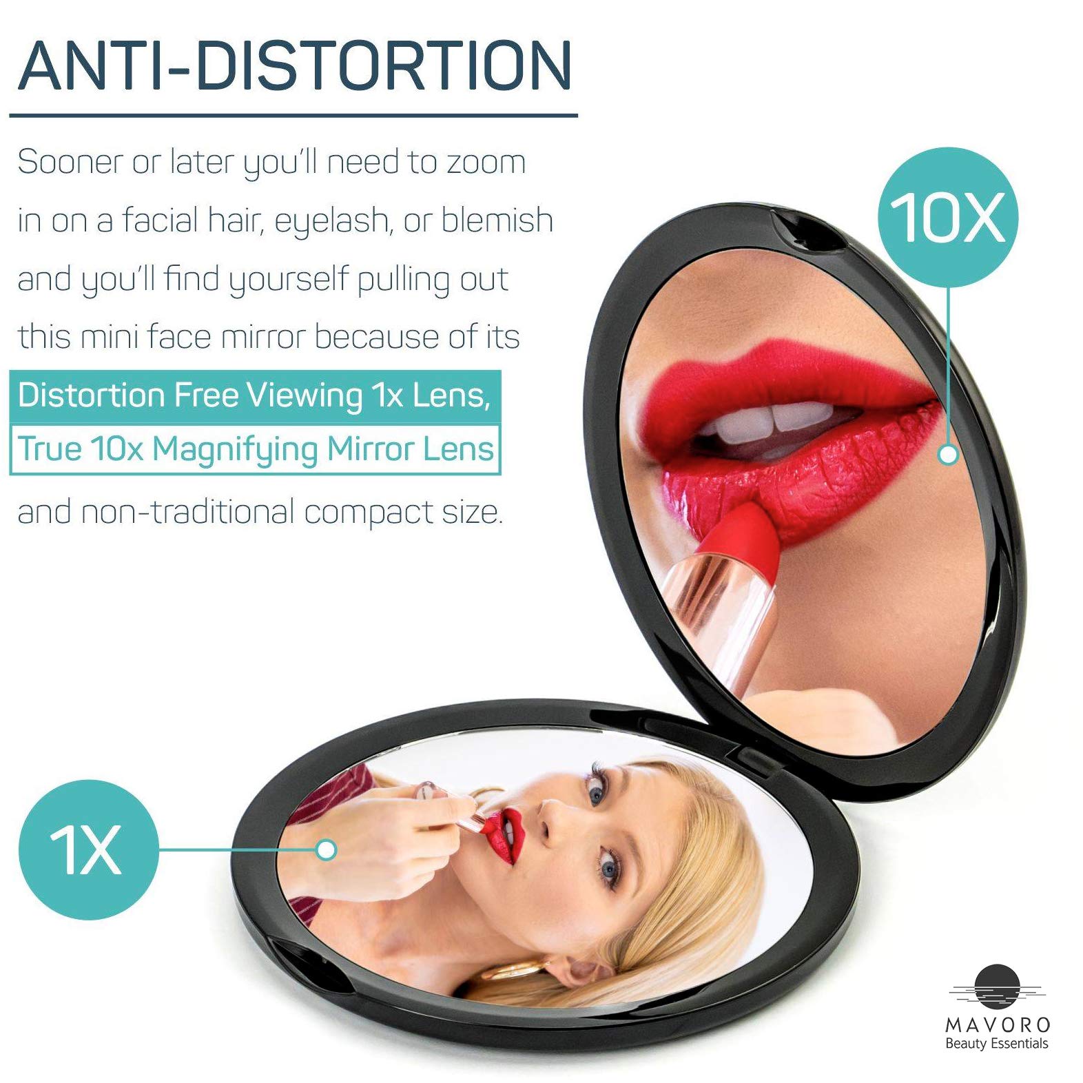 Mavoro miroir loupe anti-distorsion 1x10x pour détails nets