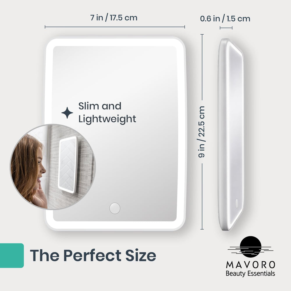 Mavoro Miroir rechargeable USB-C, éclairage prêt à l’emploi.