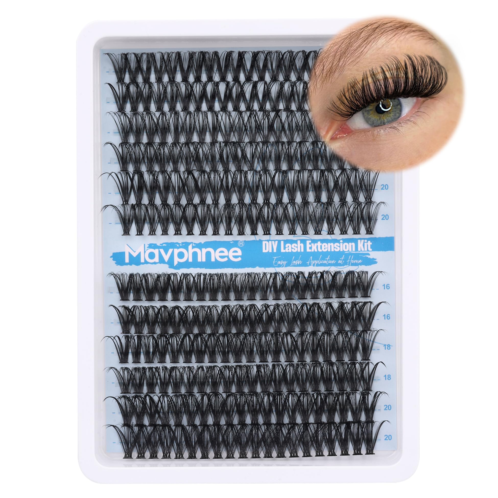 Cils amas dramatiques Mavphnee, longueur 16-20 mm, pour un regard vibrant.