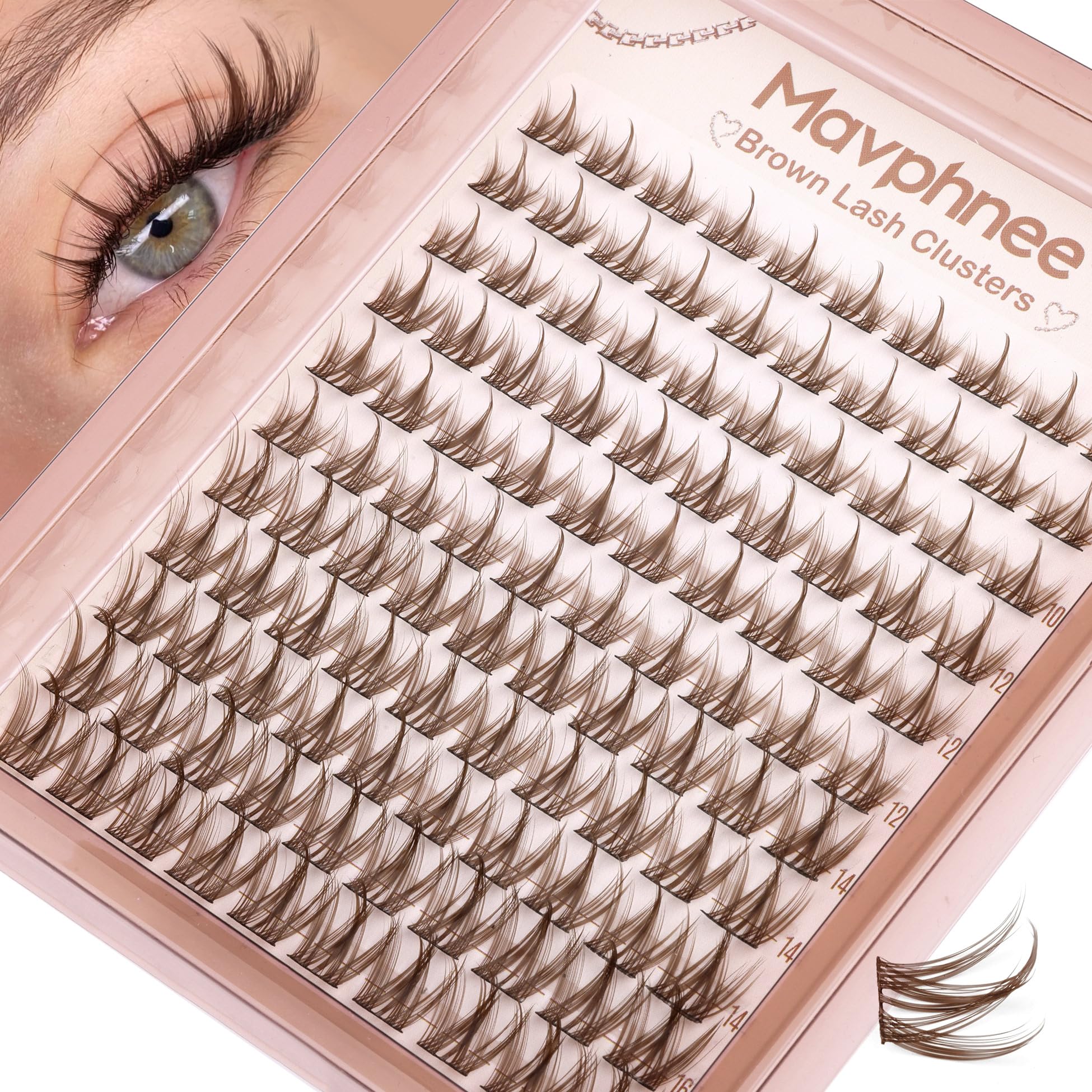 Mavphnee cils bruns en clusters 10-16mm pour un volume naturel.