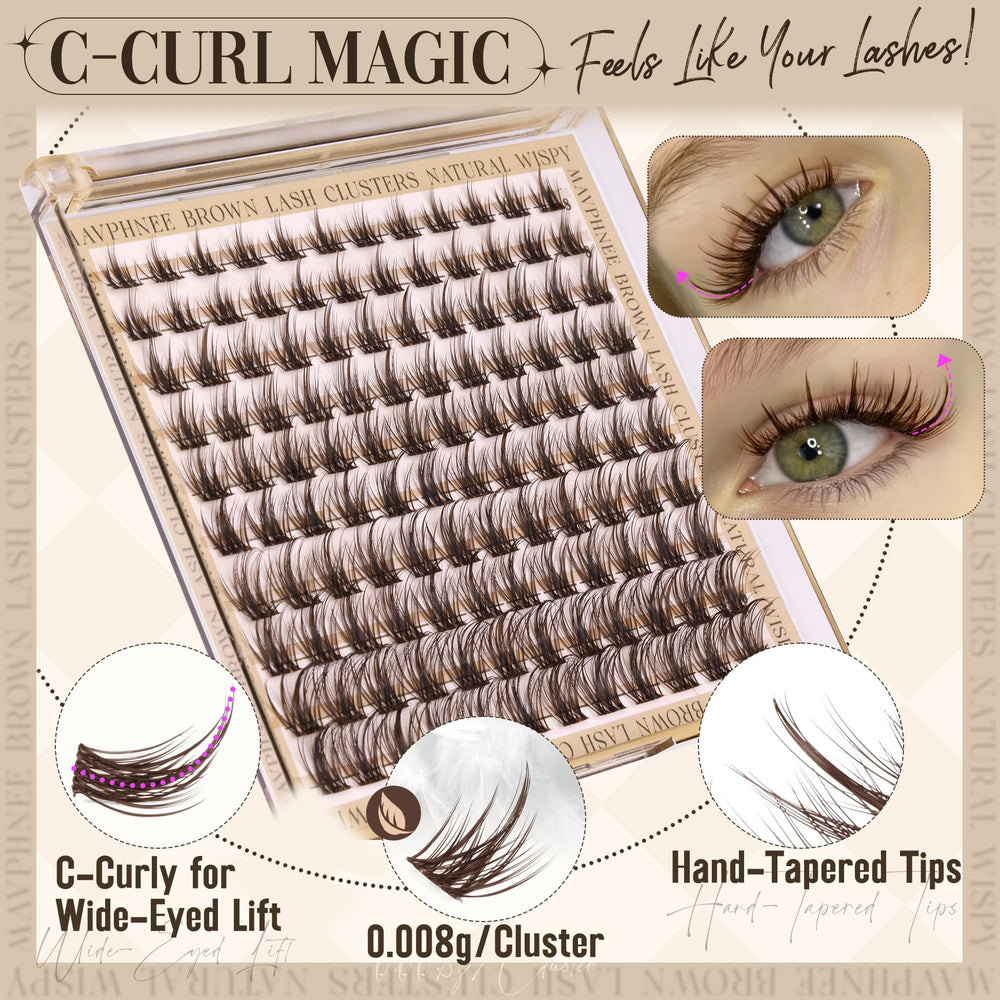 Mavphnee cils clusters brun bande claire, effet naturel en douceur