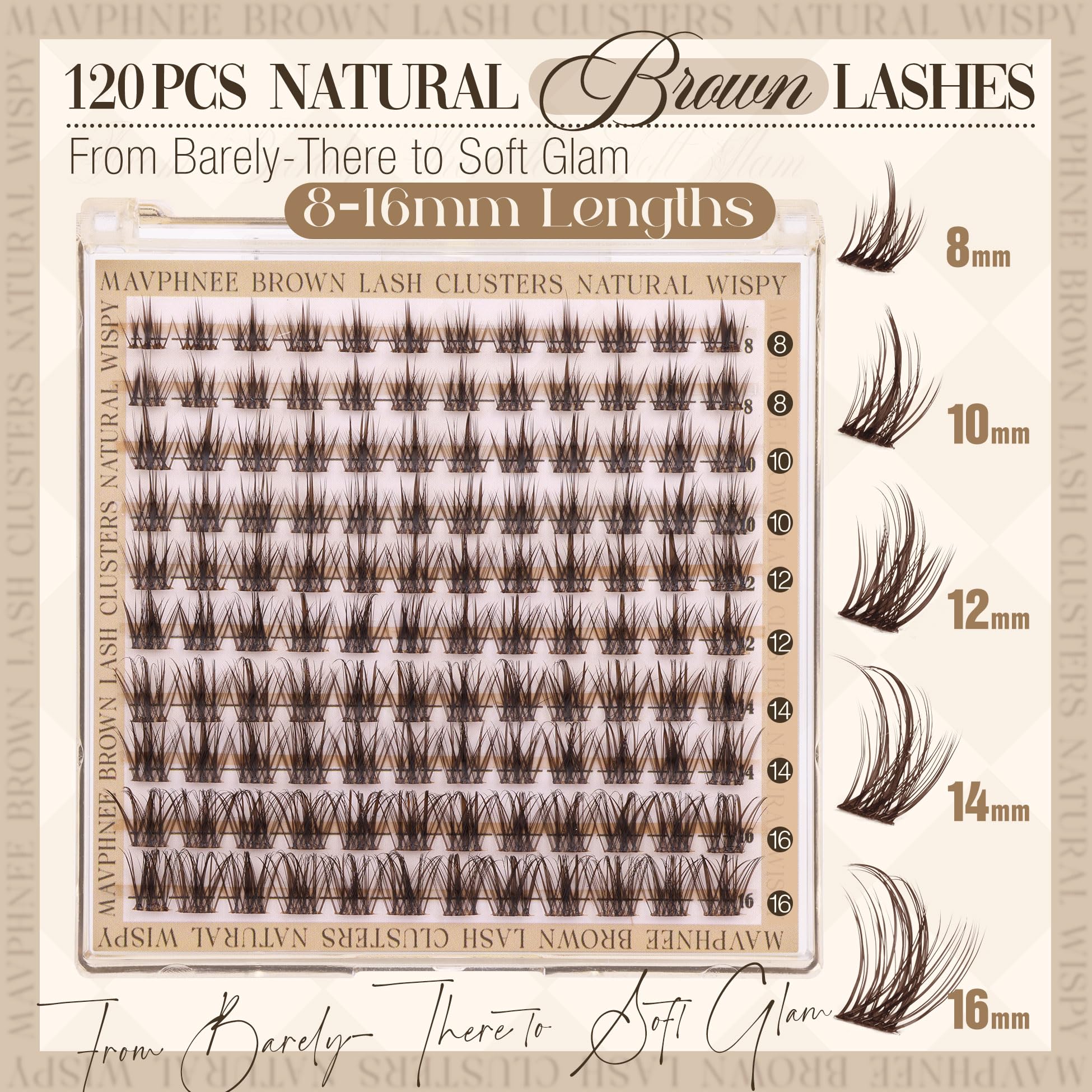 Mavphnee cils clusters brun wispy s’harmonisant avec des cheveux chauds