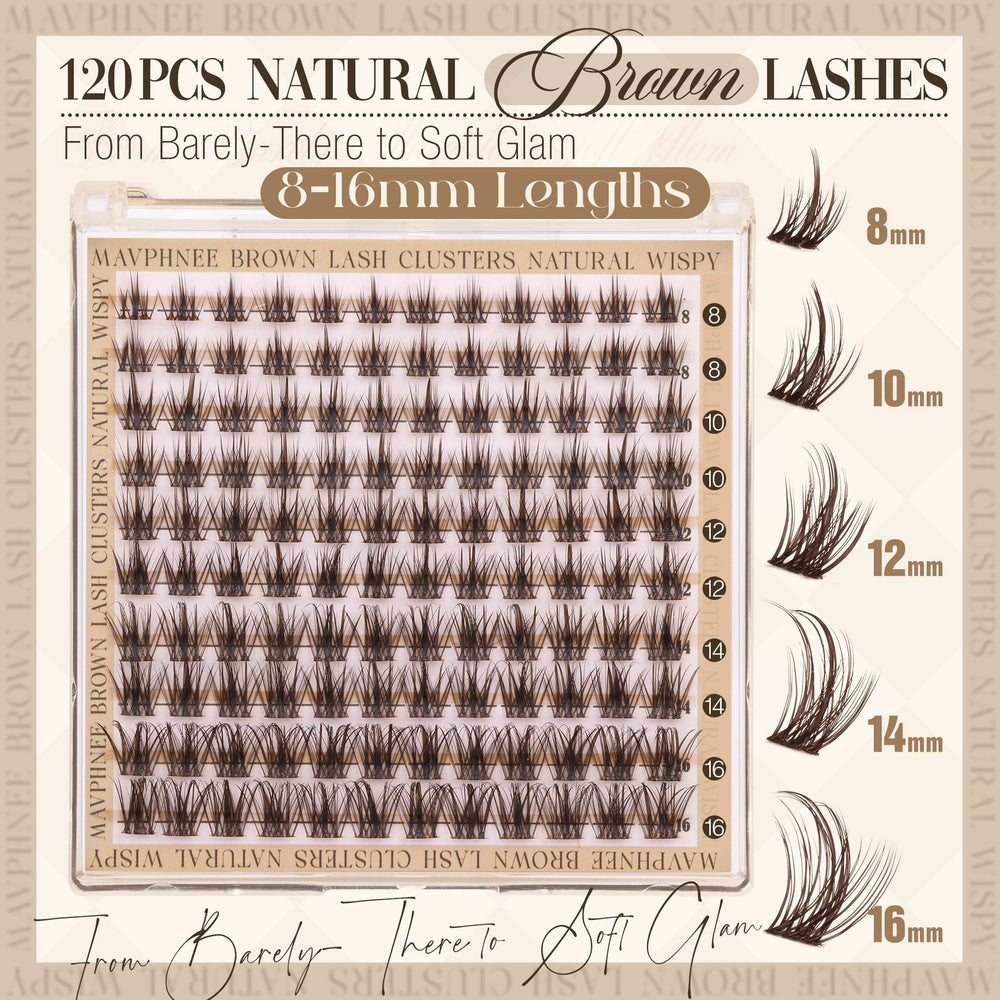 Mavphnee cils clusters brun wispy s’harmonisant avec des cheveux chauds