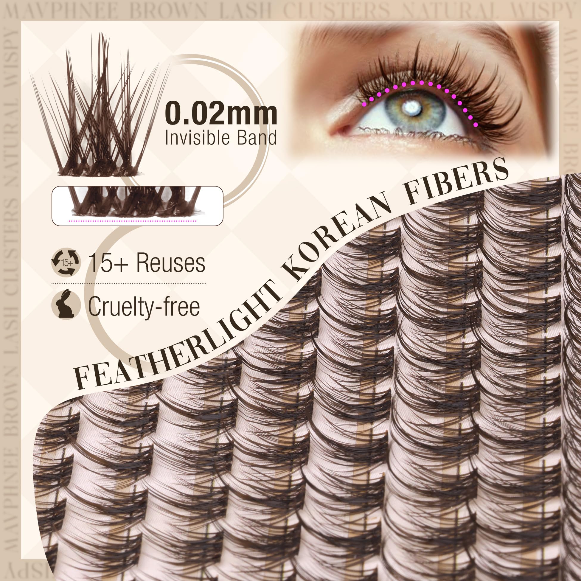Mavphnee cils clusters brun boucle parfaite pour une ouverture des yeux durable