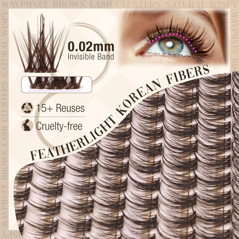 Mavphnee cils clusters brun boucle parfaite pour une ouverture des yeux durable