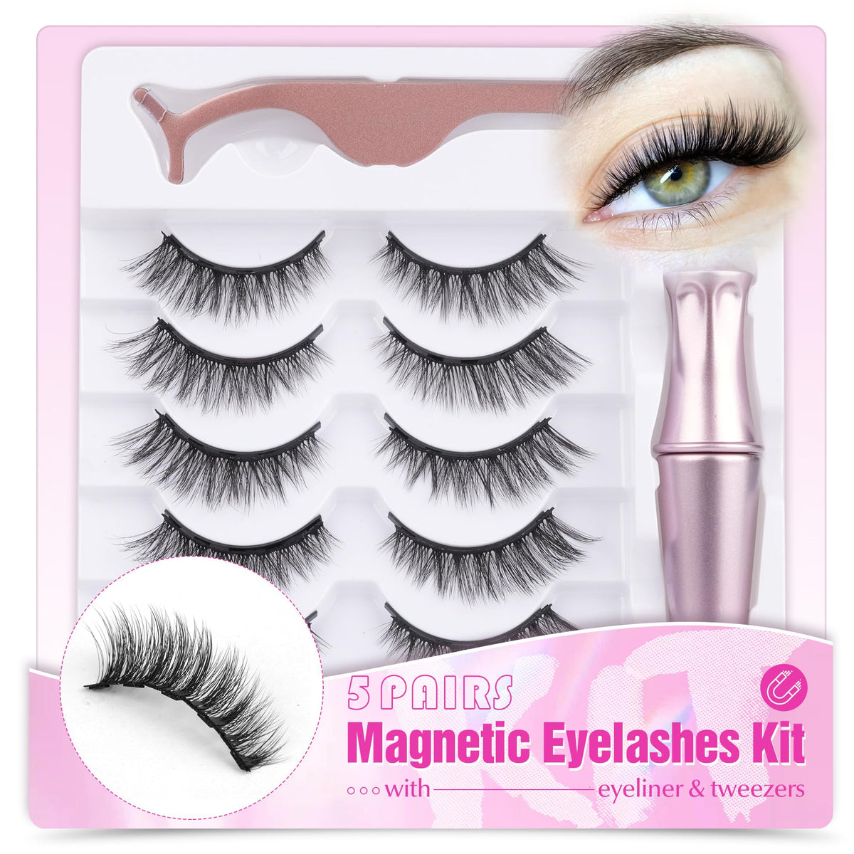 Kit Mavphnee cils magnétiques et liner pour une allure instantanée sans colle