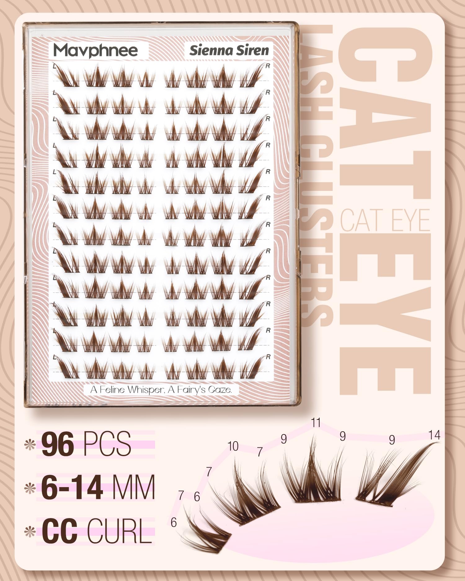 Mavphnee cils regard œil-de-chat gradient 6-14mm pour naturel élégant