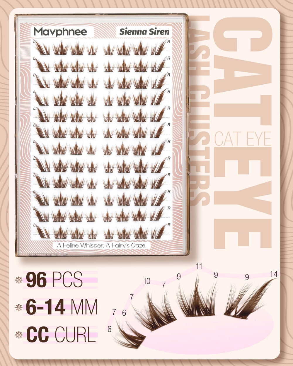 Mavphnee cils regard œil-de-chat gradient 6-14mm pour naturel élégant