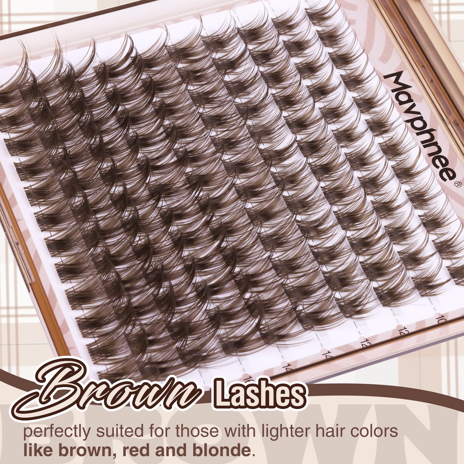 Clusters cils bruns D‑Curly 12 mm pour douceur définie.