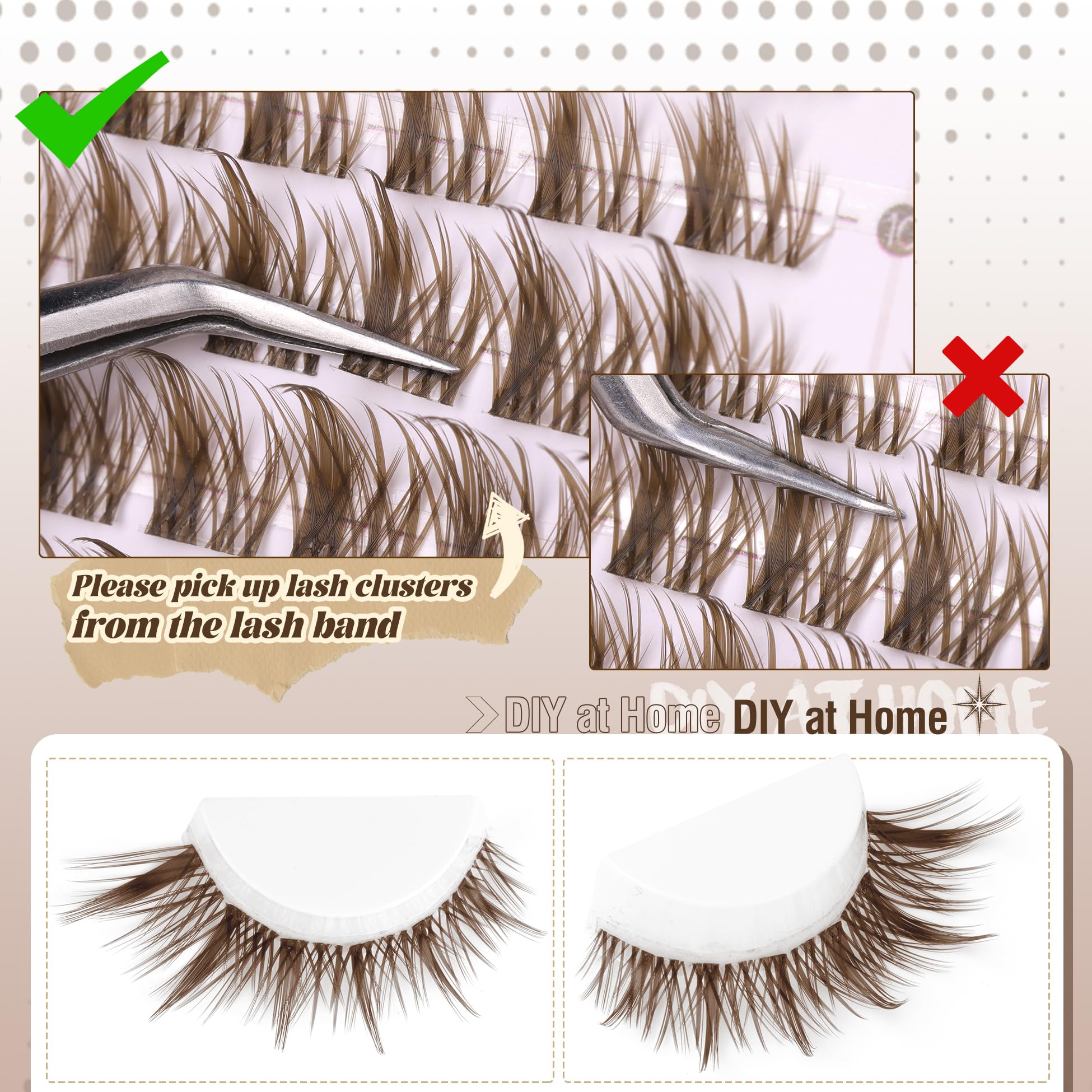 Mavphnee pack 120 pièces cils bruns pour usage à domicile