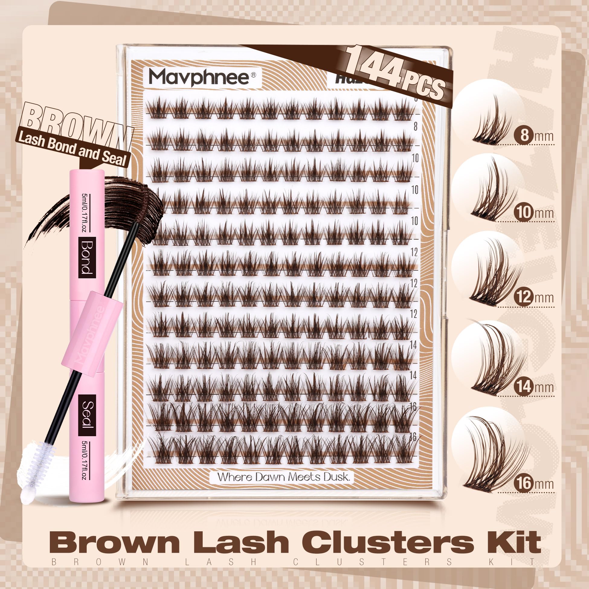Mavphnee ensemble clusters brun 144 pièces pour volume personnalisable.