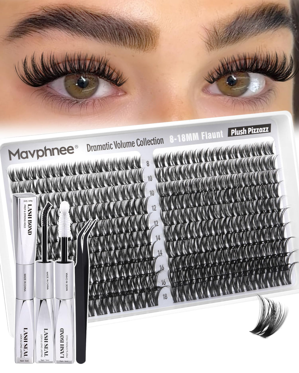 Kit Mavphnee clusters cils 8-18mm pour volume personnalisable et look pro