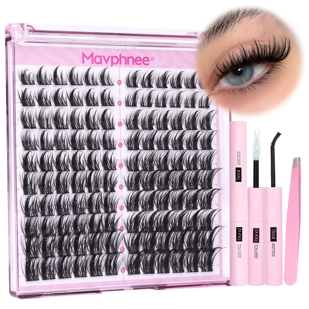 Cils grappes Mavphnee, 120 pièces CC-Courbé pour effet naturel évasé.