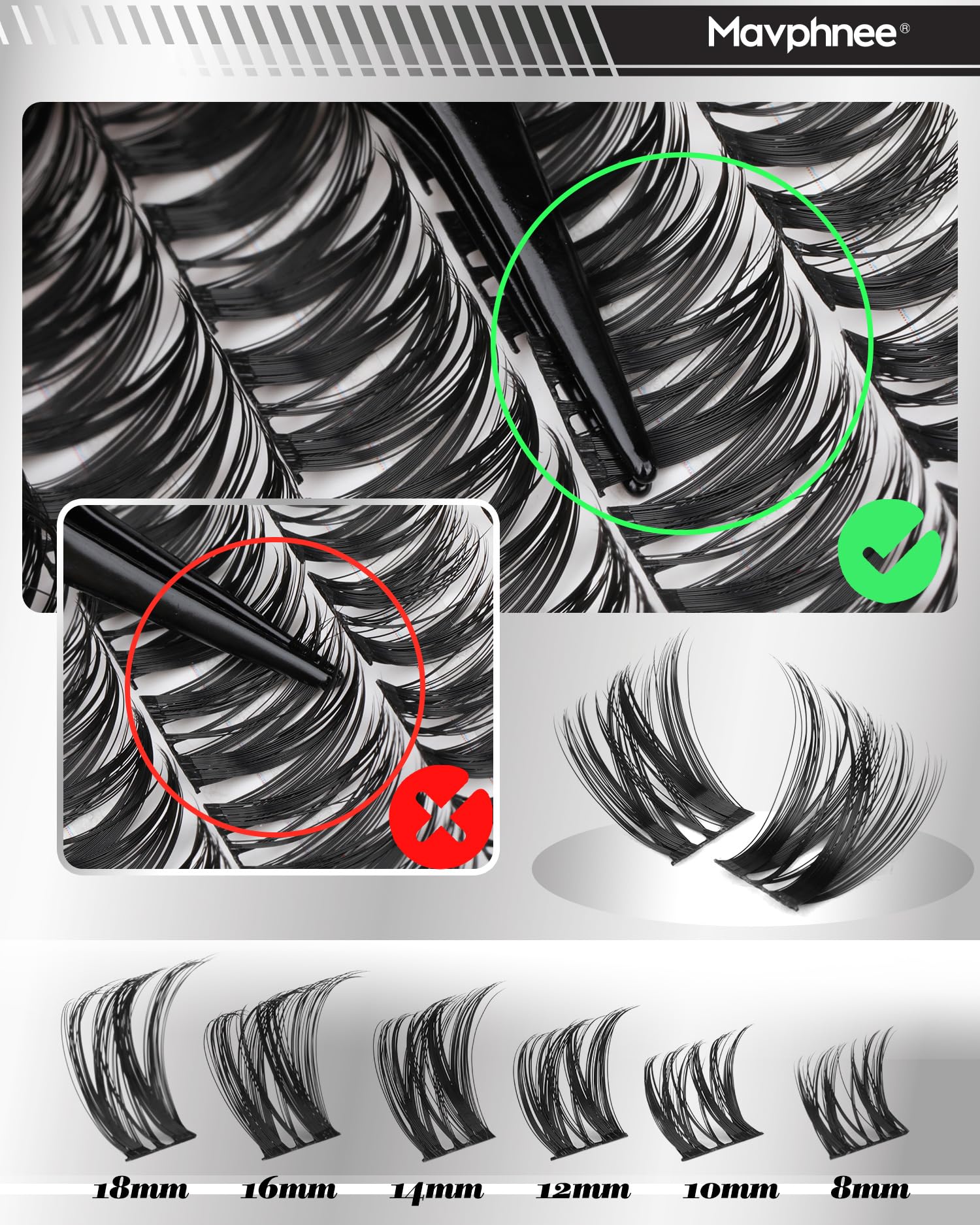 Mavphnee clusters de cils, application simple et rapide sans outil.
