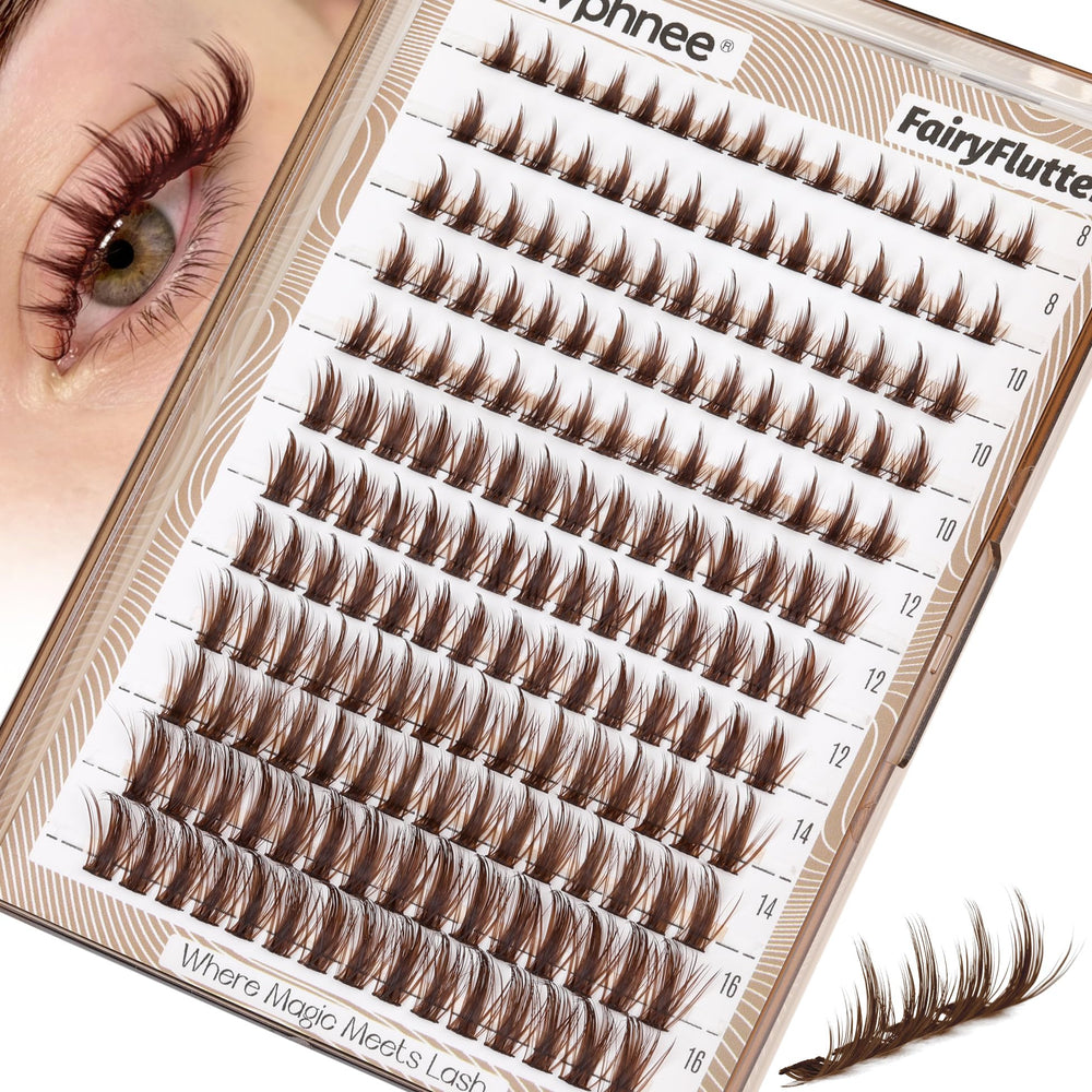Mavphnee Manga Lash Clusters bruns 8-16mm pour un regard naturel et expressif