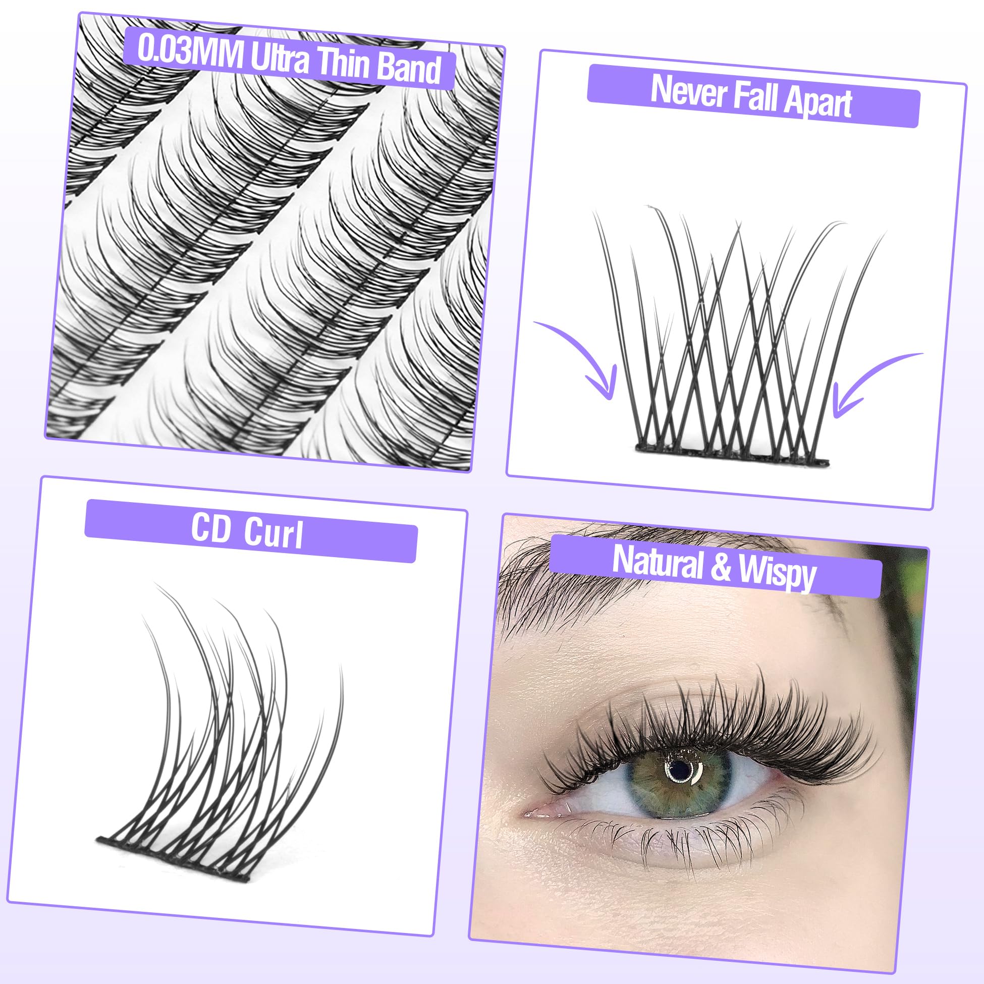 Mavphnee cils-grappes CC-Curly, aspect naturel et confort longue durée