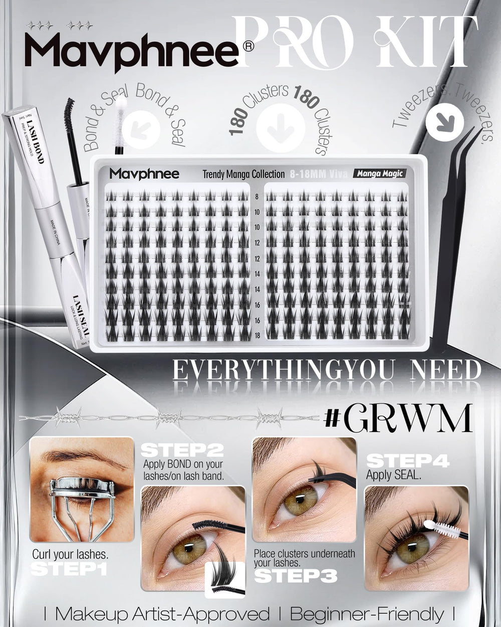 Mavphnee Viva Lash Clusters Adhesif-Scellant: adhérence fiable pour une pose longue.