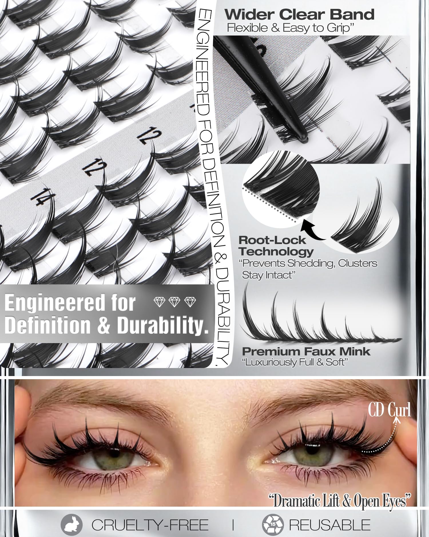 Mavphnee Viva Lash Clusters Pinces-Precises: application plus stable pour débutants et pros.