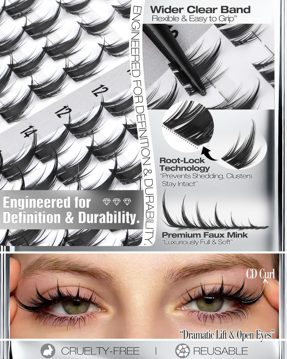 Mavphnee Viva Lash Clusters Pinces-Precises: application plus stable pour débutants et pros.