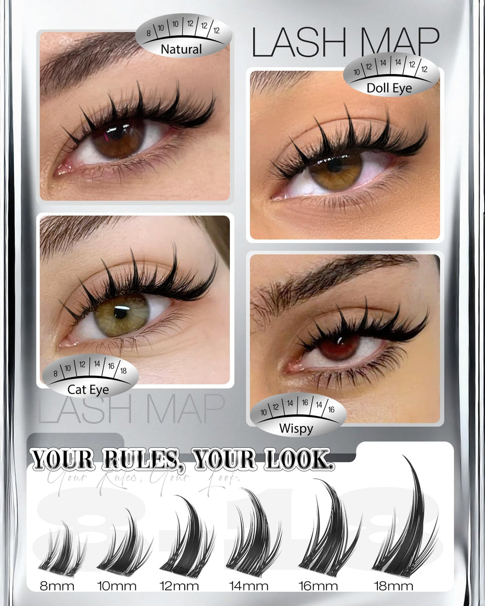 Mavphnee Viva Lash Clusters Pointes-Manga: effet multi-dimensionnel pour un regard expressif.