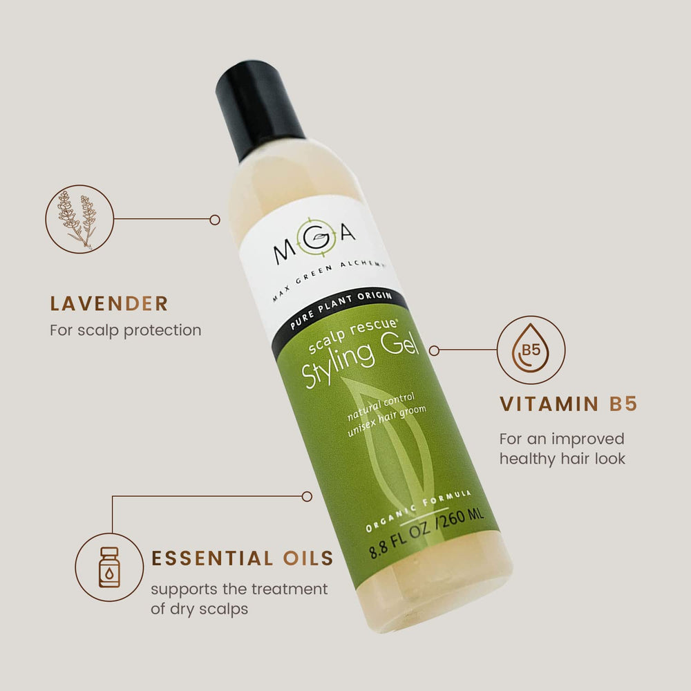 Texture naturelle et légère sur les cheveux grâce au Gel Scalp Rescue de Max Green Alchemy.