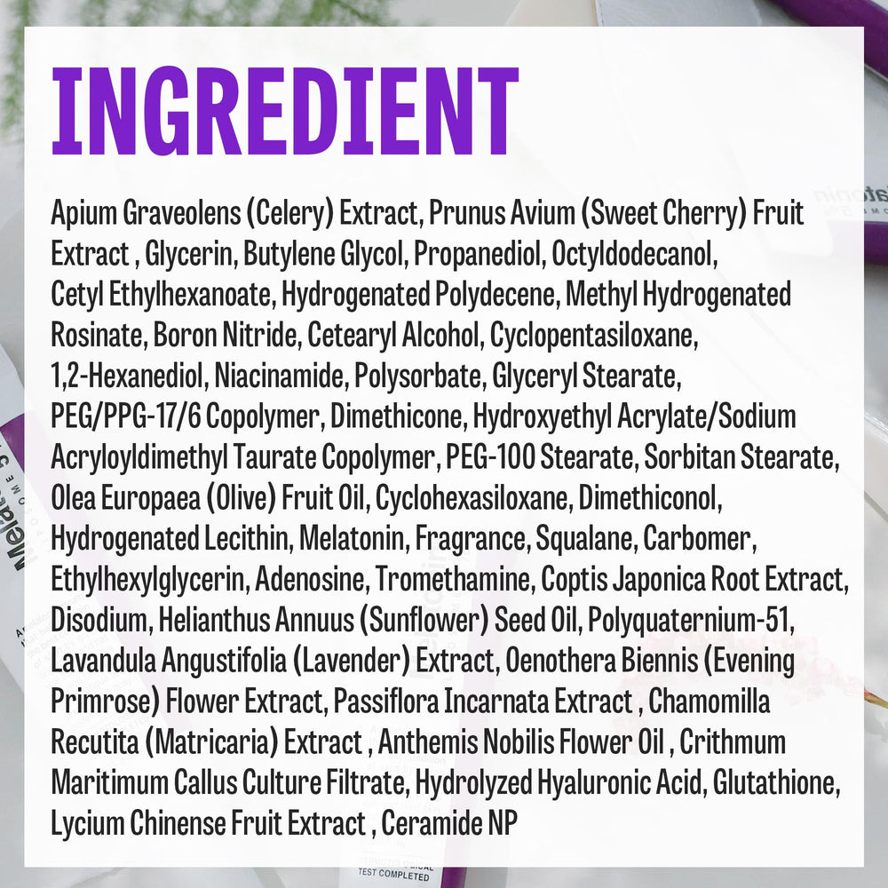 MAXCLINIC Melatonin Cream ingredients listing liposomes and adenosine