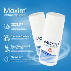 MAXIM déodorant antitranspirant, texture douce respectant la peau
