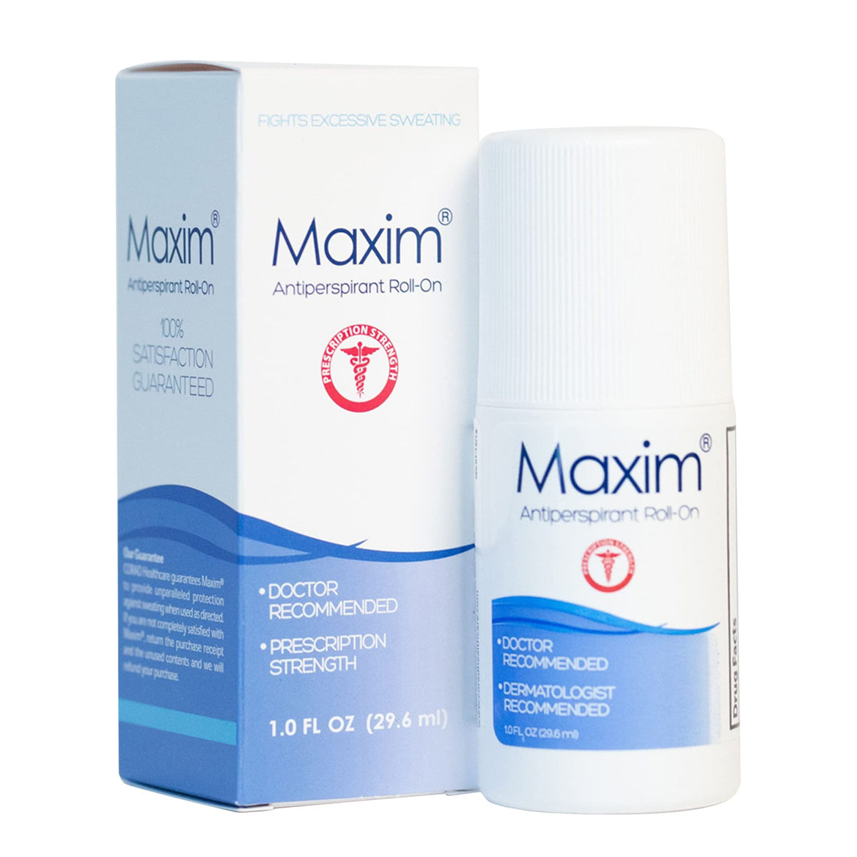 MAXIM bouteille-applicateur sans parfum prête à rester au sec toute la journée.