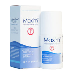 MAXIM bouteille-applicateur sans parfum prête à rester au sec toute la journée.