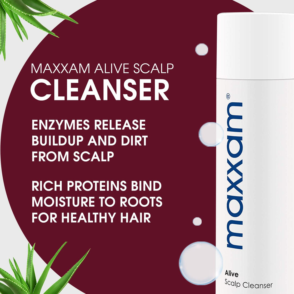 Maxxam Alive Cleansing Shampoo deep cleanses scalp in a single wash.