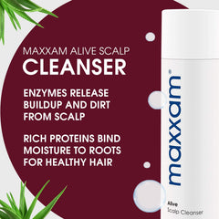 Maxxam Alive Cleansing Shampoo deep cleanses scalp in a single wash.