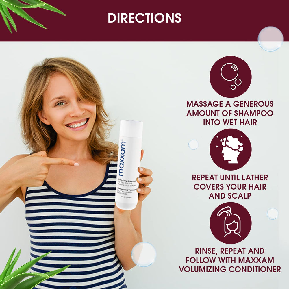 Maxxam Application Quotidienne Cheveux: routine simple pour plus de volume et de brillance.