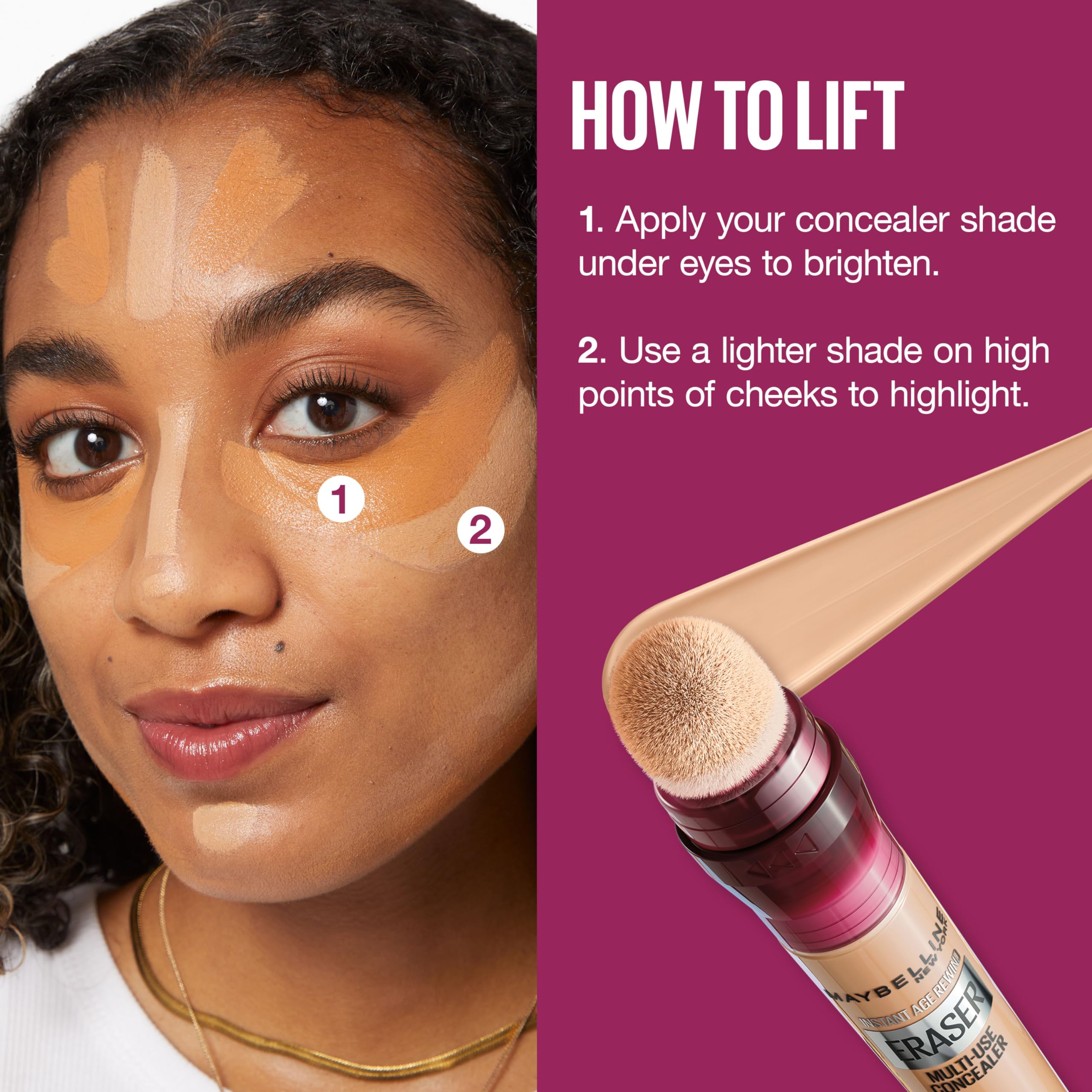 Maybelline Age Rewind Concealer – contouring lumière, aide à éclairer les zones ciblées.