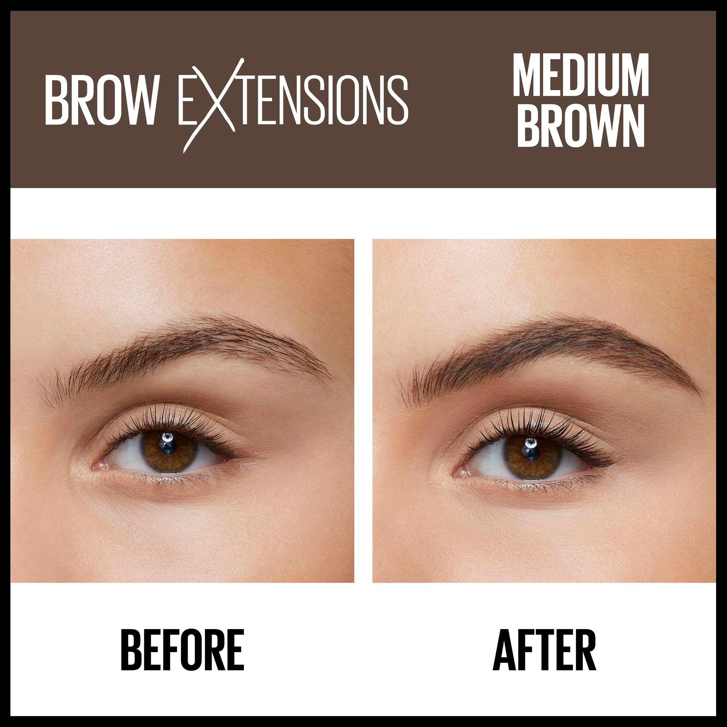 Maybelline Brow Extensions offre un fini mat naturel et fibres adhérentes.