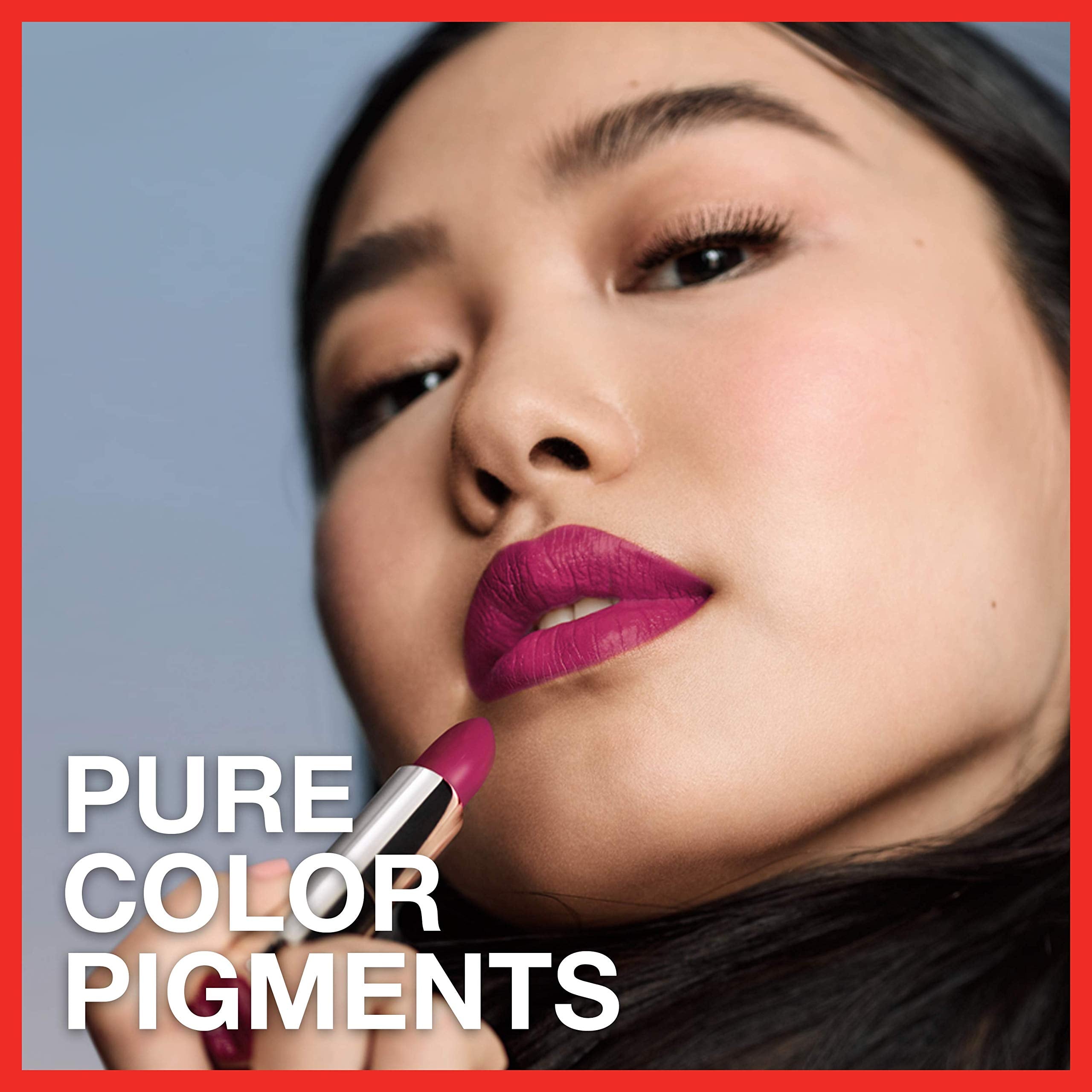 Maybelline Color Sensational rouge à lèvres – prune matte, teinte chaude et hydratation.